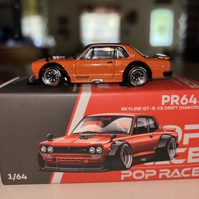 1/64 POP RACE SKYLINE GT-RV8 DRIFT HAKOSUKA NARANJA Foto 1 de 4