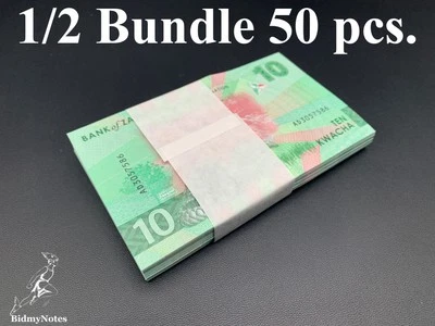 Zambia 10 Kwacha 2024 2025 P New Issue UNC 1/2 Bundle LOT 50 pcs - Image 1 of 2