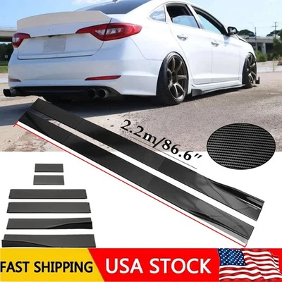 Carbon Fiber 86.6inch /Side+Skirt Extensions Rocker Panel For Hyundai Sonata Foto 1 de 4