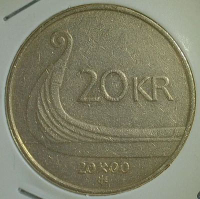 WORLD COIN SALE-2000  NORWAY  20 KRONER-NICKEL BRASS COMPOSITION COIN-KM# 453 - Image 1 of 3