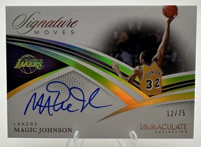 2024-25 Panini Immaculate Magic Johnson Signature Moves On Card Auto /75 Lakers - Image 1 of 2