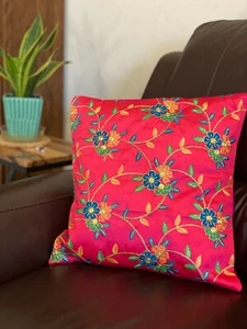 Pink Pillow Cover Cushion Cover Throw Pillow Embroidered Pillow 16 Inch Boho - Picture 1 of 8