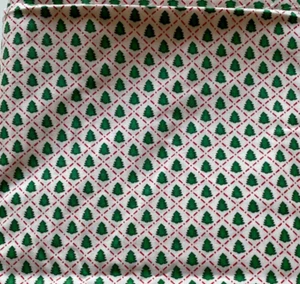 Green Evergreen Trees Red Diamond Print Cotton Christmas Fabric 45" x 72" - Picture 1 of 3