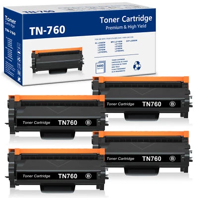 4PK TN760 Toner compatible for Brother TN730 L2730DW DCP-L2550DW HL-L2350DW - Image 1 of 4