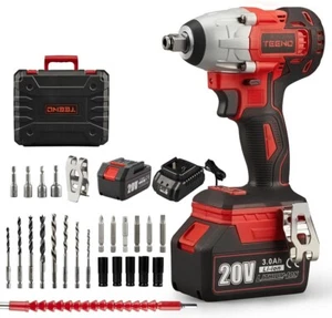 TEENO. 20V Brushless Lithium-Ion Impact Wrench 3.0Ah Batteries, Charger, 3pcs - Picture 1 of 6