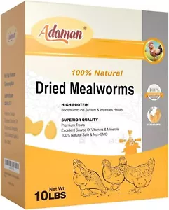 10Lb Adaman Dried Mealworms, High Protein Mealworms for Chickens, Hamster, Ducks - Picture 1 of 16
