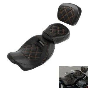 Driver Passenger Seat w/ Backrest Pad Fit For Harley Electra Glide 2009-2023 22 - Picture 1 of 8