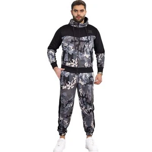 Mens Tracksuit Camouflage Hoodie Sweatpants Gents Gym Exercise Adults Fashion - Picture 1 of 7