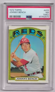1972 Topps #433 Johnny Bench PSA 7 Cincinnati Reds HOF - Foto 1 di 2