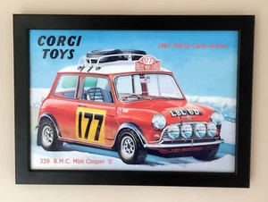 Corgi Toys 339 Mini Cooper Monte Carlo Rally Framed Poster Sign A4 Size 1967 - Picture 1 of 2