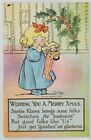 Christmas Greetings Sweet Girl In Robe With Stocking By Hays 1910 Postcard S11