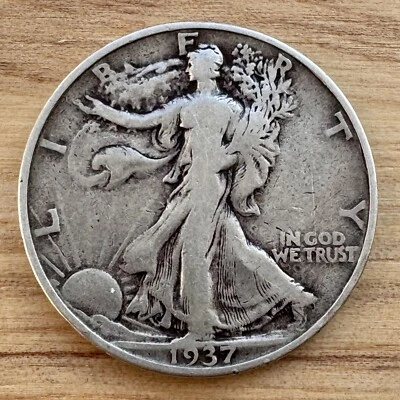 1937-P Walking Liberty Silver Half Dollar - Image 1 of 2
