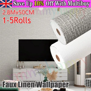 5X 3M Thick Self Adhesive Thermal Insulation Linen Wallpaper Plain Wall Sticker - Picture 1 of 31