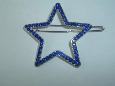 BLUE RHINESTONE STAR HAIR BARRETTE UP DO HAIR ACCESSORY - Image 1 of 2
