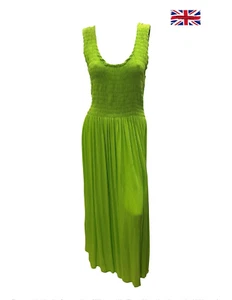 Womens Ladies Handmade Boho Maxi Elasticated Sleeveless Dress Free Size Up To 22 - Picture 1 of 1