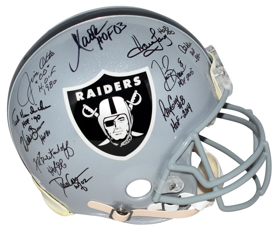 HOWIE LONG MARCUS ALLEN BILETNIKOFF SHELL BROWN SIGNED RAIDERS PROLINE HELMET - Image 1 of 1