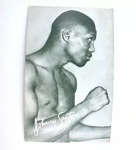 ECHTE Johnny Saxton World Welterweight Champion Boxen Ausstellungskarte B12 - Bild 1 von 2