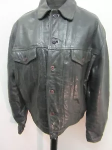 GIACCA MOTO TRUCKER VINTAGE LEVI PELLE TAGLIA XL - Foto 1 di 22