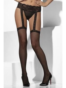 Fishnet Hold-Ups Black Lace with Suspender Belt - Picture 1 of 1