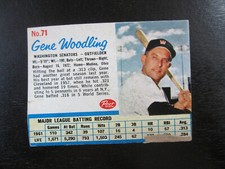 1962 Post Cereal # 71 Gene Woodling Card (B39) Washington Senators