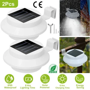 2X LED Solar Powered Gutter Lights Outdoor Garden Yard Wall Pathway Fence Lamp - Picture 1 of 9