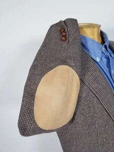 Barney's Vintage 40R Western Brown Tweed Elbow Patch Blazer Sport Coat Jacket - Picture 1 of 7