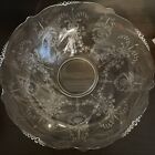HEISEY - ORCHID by HEISEY - 12.5' ETCHED FLORAL BOWL - EUC