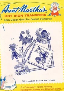  VTG Aunt Martha's Autumn Motifs For Linens Transfer Pattern 3645 UNUSED - Picture 1 of 1