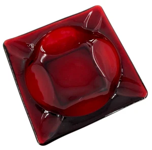 Vintage Anchor Hocking Glass Ashtray Royal Ruby Red Square 3 1/2" - Picture 1 of 7