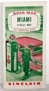 SINCLAIR Road Map MIAMI Mappa stradale e visite turistiche Quide 1951 - Foto 1 di 1