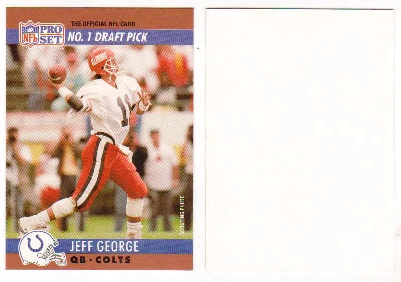 1990 Pro Set Jeff George Colts Draft Day - BLANK BACK BRONZE BORDER - Scarce - Image 1 of 1