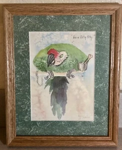 Here, Kitty Kitty Parrot Print Nancy Kasten  Framed and Matted            TR0497 - Picture 1 of 5