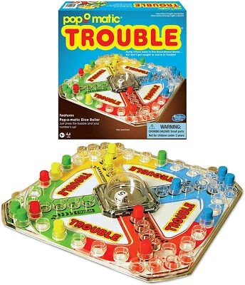 Classic Trouble Board Game, Pop-o-matic Die Roller Race To Finish 2 to 4 Players - Image 1 of 2