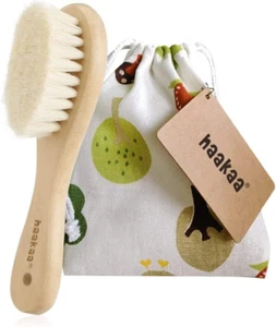 Wooden Baby Hair Brush Soft Bristle Hair Brush for Kids Prevent Cradle Cap Natur - Picture 1 of 12