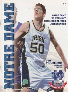 2000 VERMONT AT NOTRE DAME BASKETBALL PROGRAM - Picture 1 of 1
