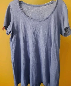 Maglietta Eileen Fisher Top Small Blu Lino Jersey Minimal Cottage NUOVA CR50 ottima - Foto 1 di 4