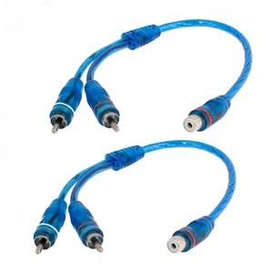Coche Cable de Audio RCA Hembra a 2 RCA Macho Divisor Cable Adaptador Azul 2pzs - Imagen 1 de 4