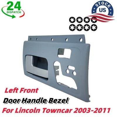 Left Front Door Handle Bezel For 2003-2011 Lincoln Towncar Heat-Air-Memory US - Image 1 of 4