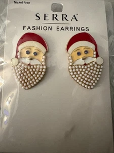 Orecchini Serra Moda Teste di Babbo Natale 1,5" - Foto 1 di 2