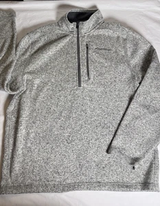 Eddie Bauer Herren XL meliert grau Fleece 1/4 Zip Pullover Sweater Jacke - Bild 1 von 7