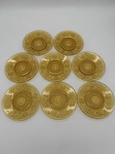 Vintage Indiana Glas Bernstein 6" Gänseblümchen Design 8 Teller - Bild 1 von 18