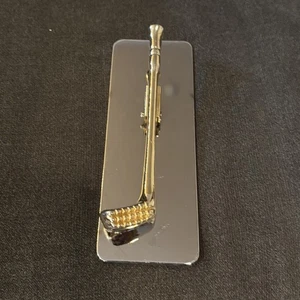 Golfschläger Post Papier Visitenkarte Clip Memo Halter Messing Schreibtisch Gewicht Dekor 6x2" - Bild 1 von 10