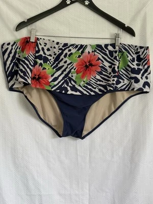 Jaclyn Smith Navy Blue with Red flowers Swimsuit Bikini Bottom Sz 26W Plus - Image 1 of 4