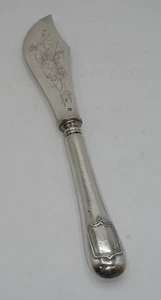 BEAU COUTEAU A BEURRE TOUT ARGENT POINCON MINERVE DECOR FLEURS - Picture 1 of 5