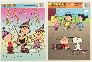 Vintage PEANUTS GANG Golden frame tray Puzzles Recess & Party - Picture 1 of 3