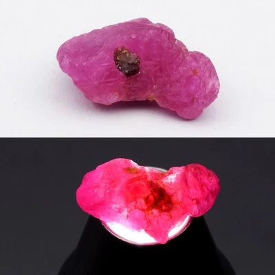 💎 Rubí rojo rosado natural áspero de 5,57 quilates 14x8 mm - sin calefacción, piedras preciosas de Mozambique Foto 1 de 4