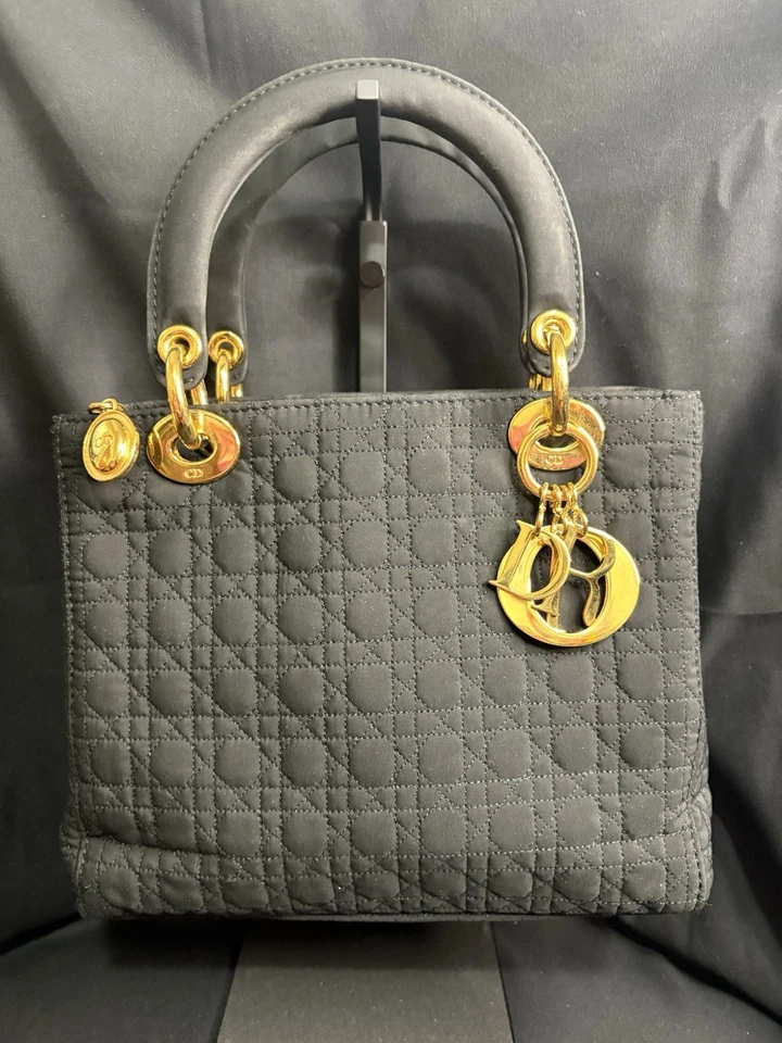 Bolso CHRISTIAN DIOR Negro CANNAGE Acolchado Lona Mini LADY DIOR Foto 1 de 4