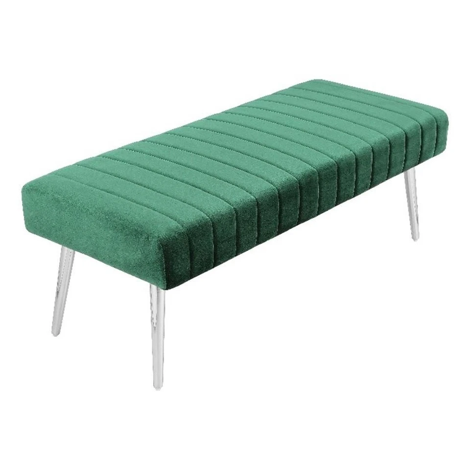 Pemberly Row Contemporary 17" Velvet Upholstered Bench in Green - Image 1 of 1