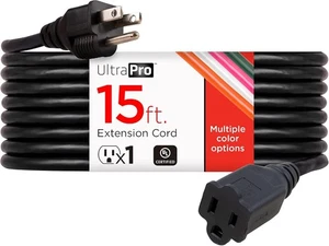 UltraPro Outdoor Extension Cord, 15 Ft, Heavy Duty 15 Black D - Picture 1 of 6