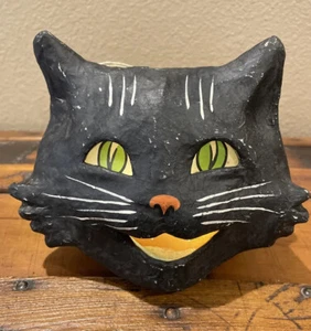 Bethany Lowe Halloween Grande Vintage Happy Cat Cubo Linterna con Luces-Retirado - Imagen 1 de 9